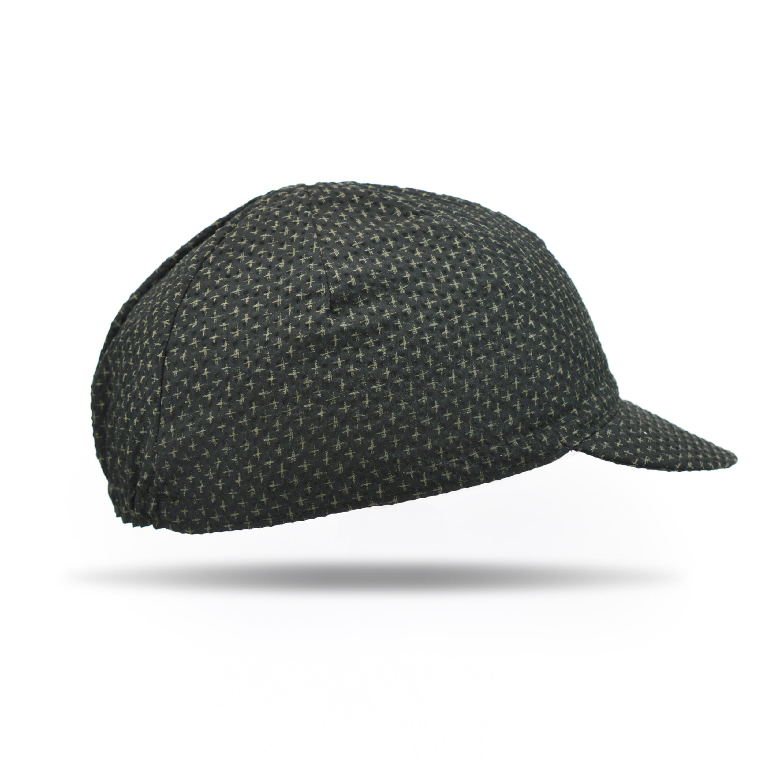 Cycling Cap - Black Cross Seersucker