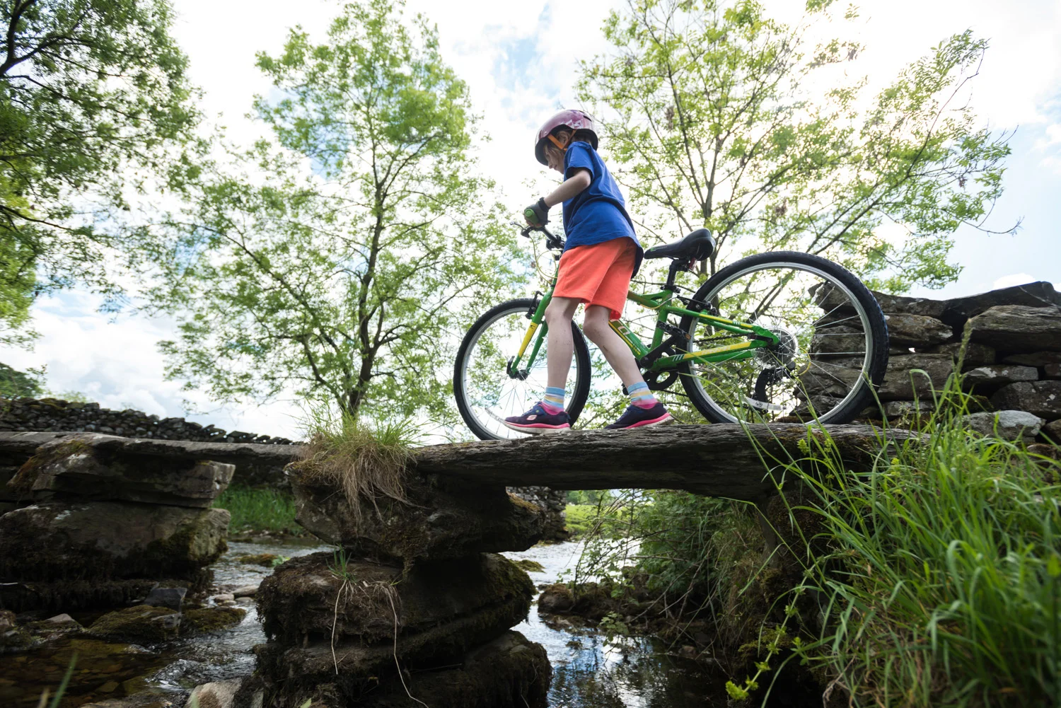 Cyclist on Clapper Bridge, Austwick