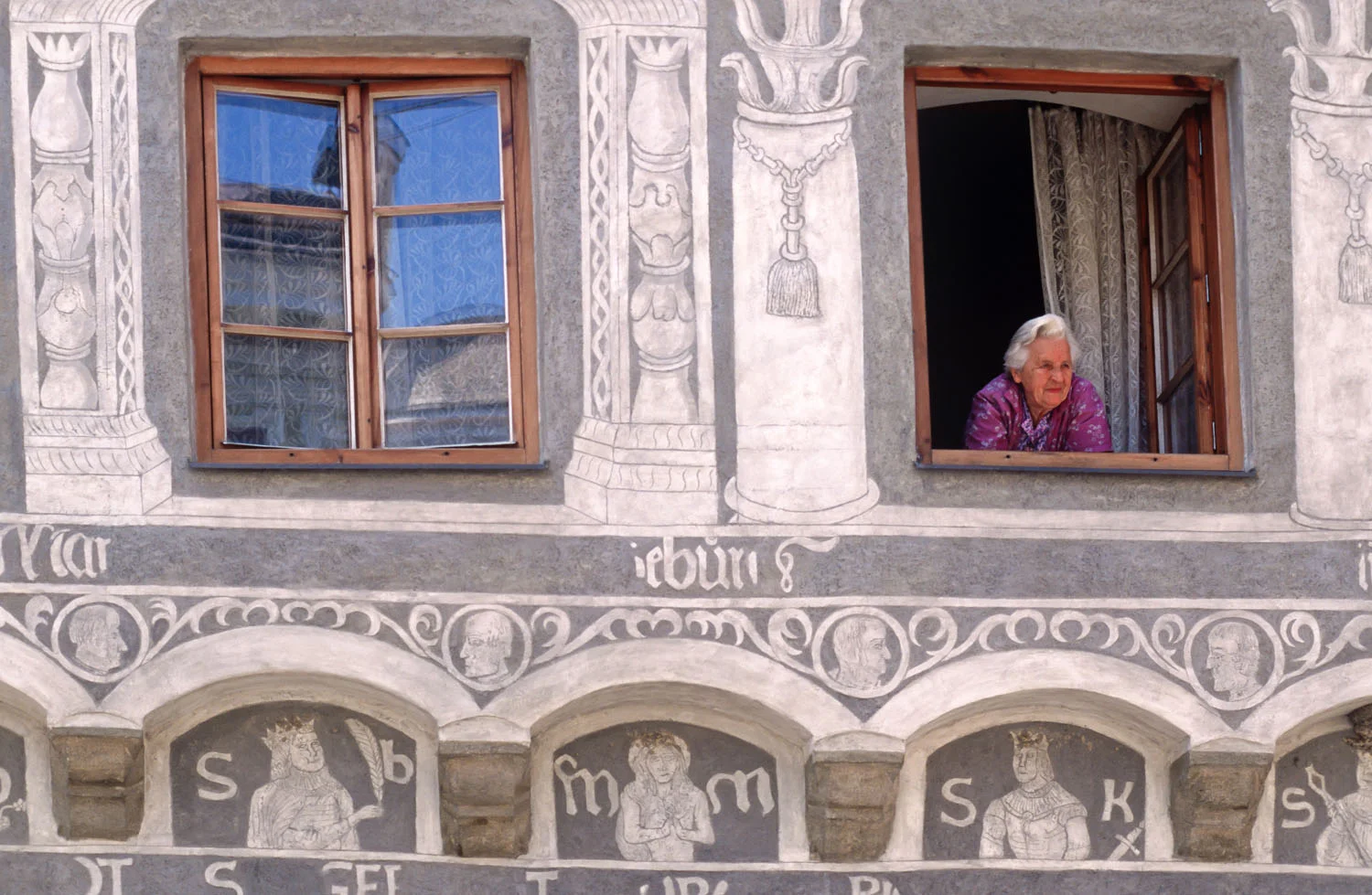 Sgraffito exterior, Slavonice, Czech Republic