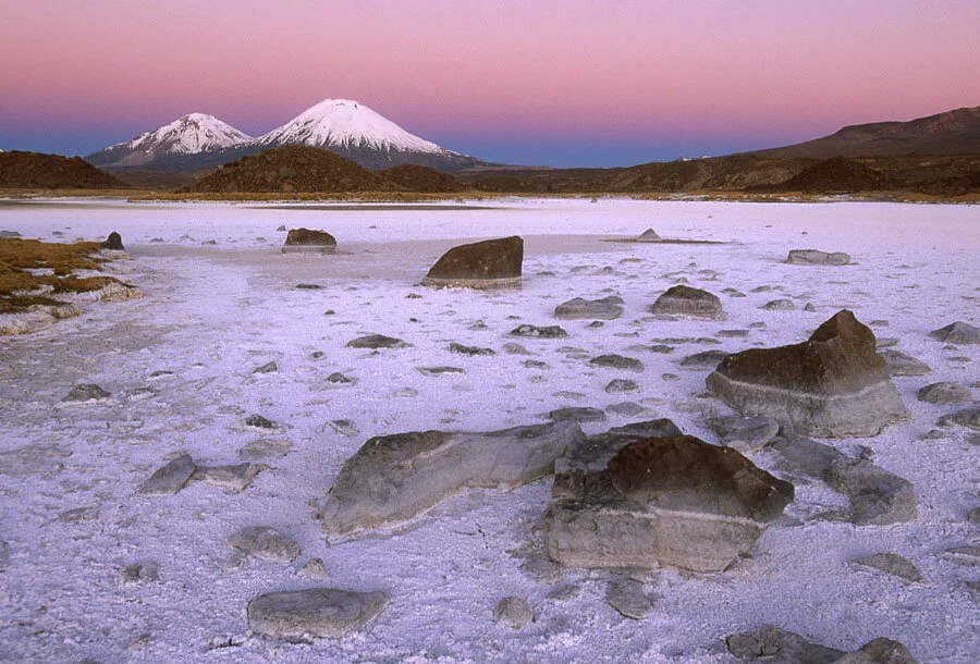   Salt Pan, Parinacota volcano, Northern Chile  