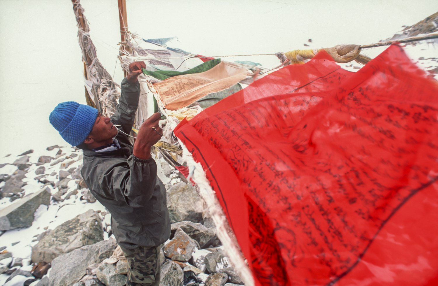 Prayer flags on the Saser La,  Leh to Kashgar trade route