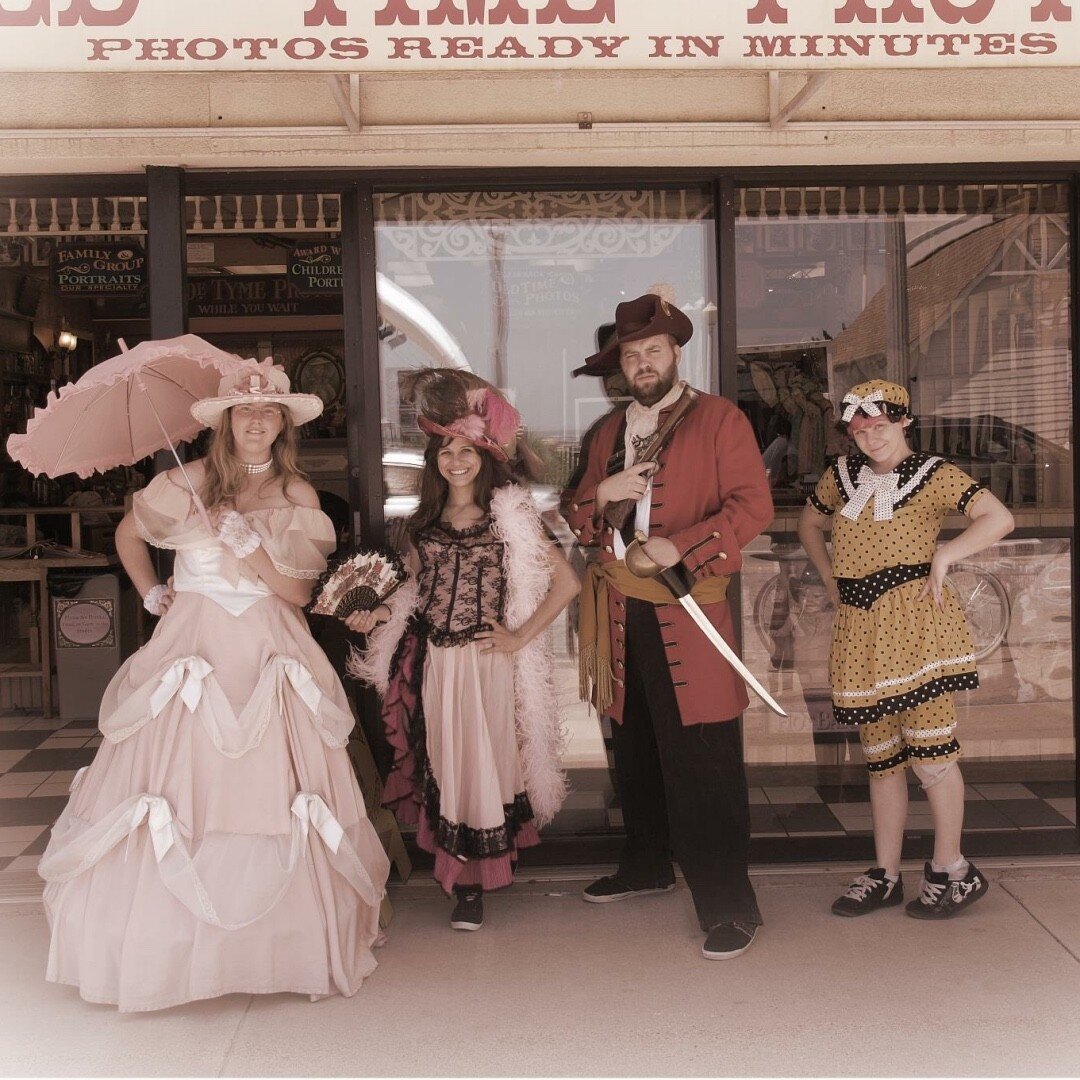 Our lovely 17th street staff modeling some costuming options for the whole family! From left to right we have a southern belle, a show girl, a pirate captain, and a beach bunny! Come in today to see what we can do for you and your loved ones!
.
.
.
.