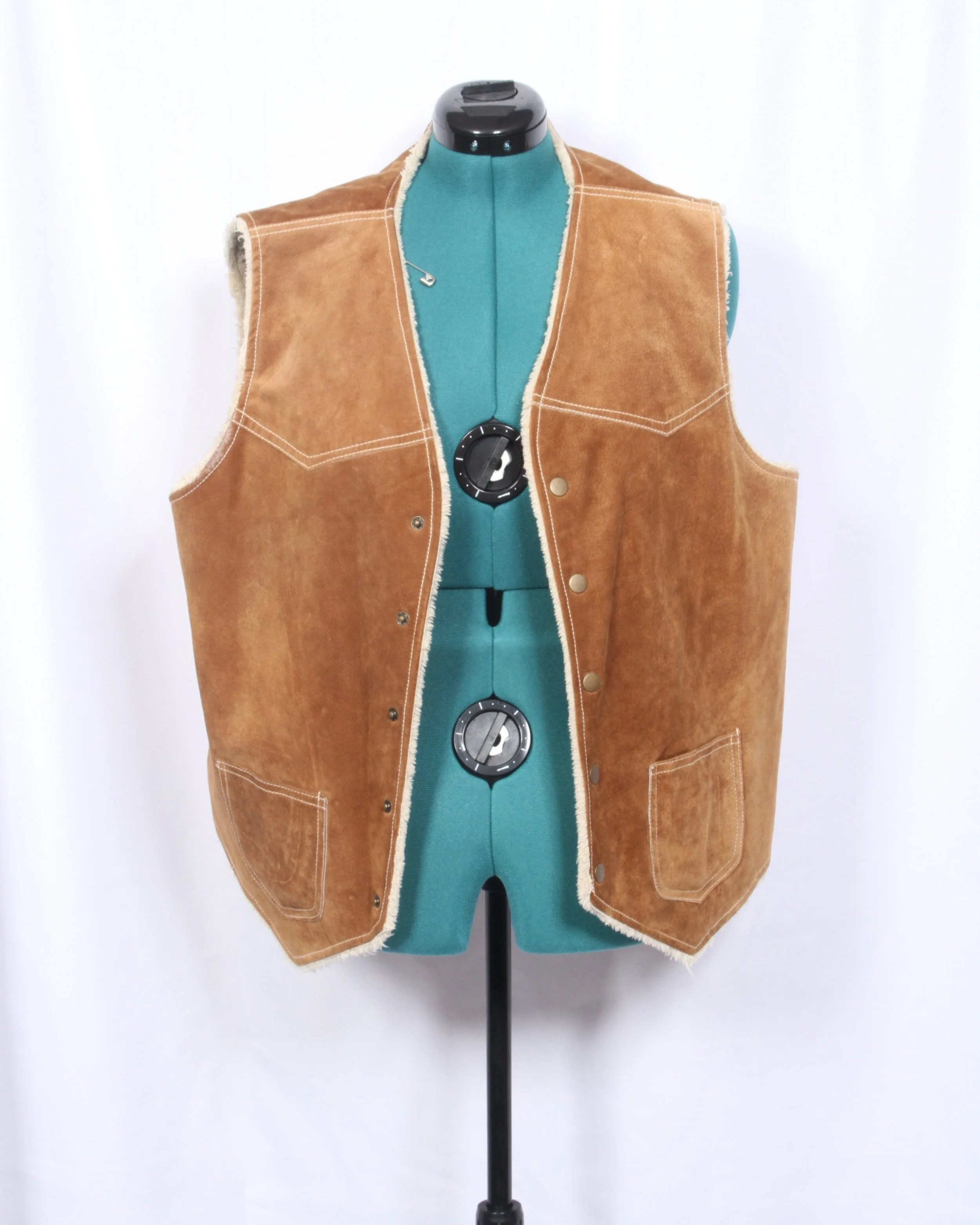 XL Adult Genuine Leather \u0026 Sherpa Vest 