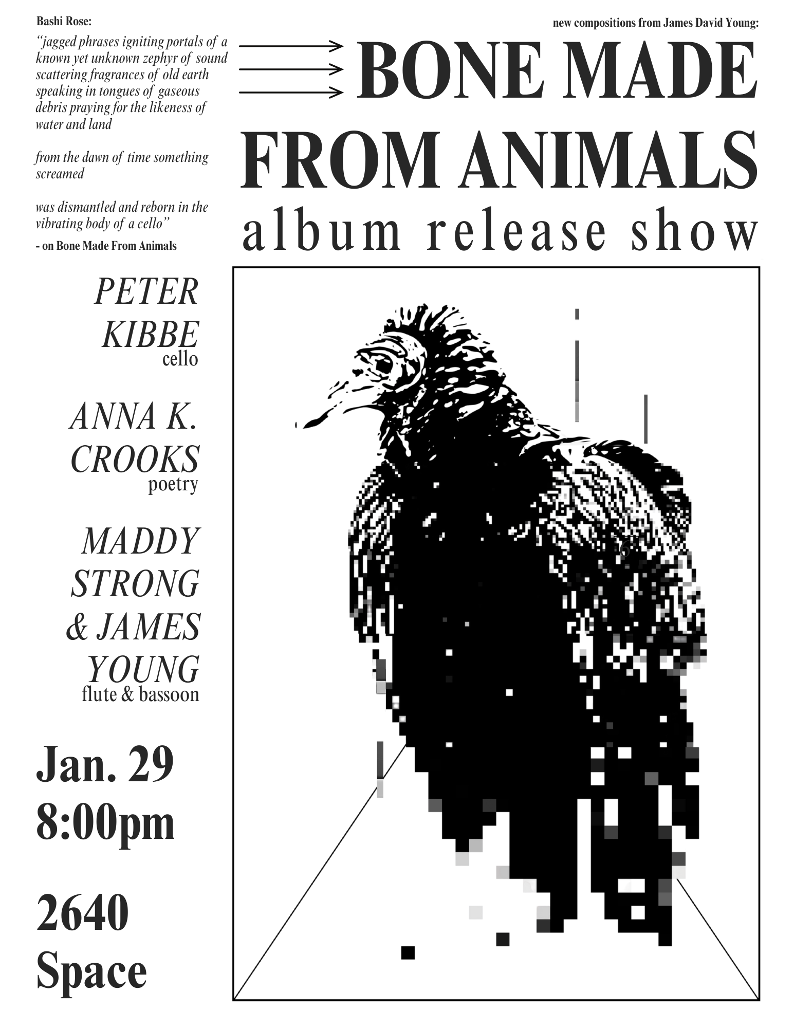 "Bone Made from Animals" album release show