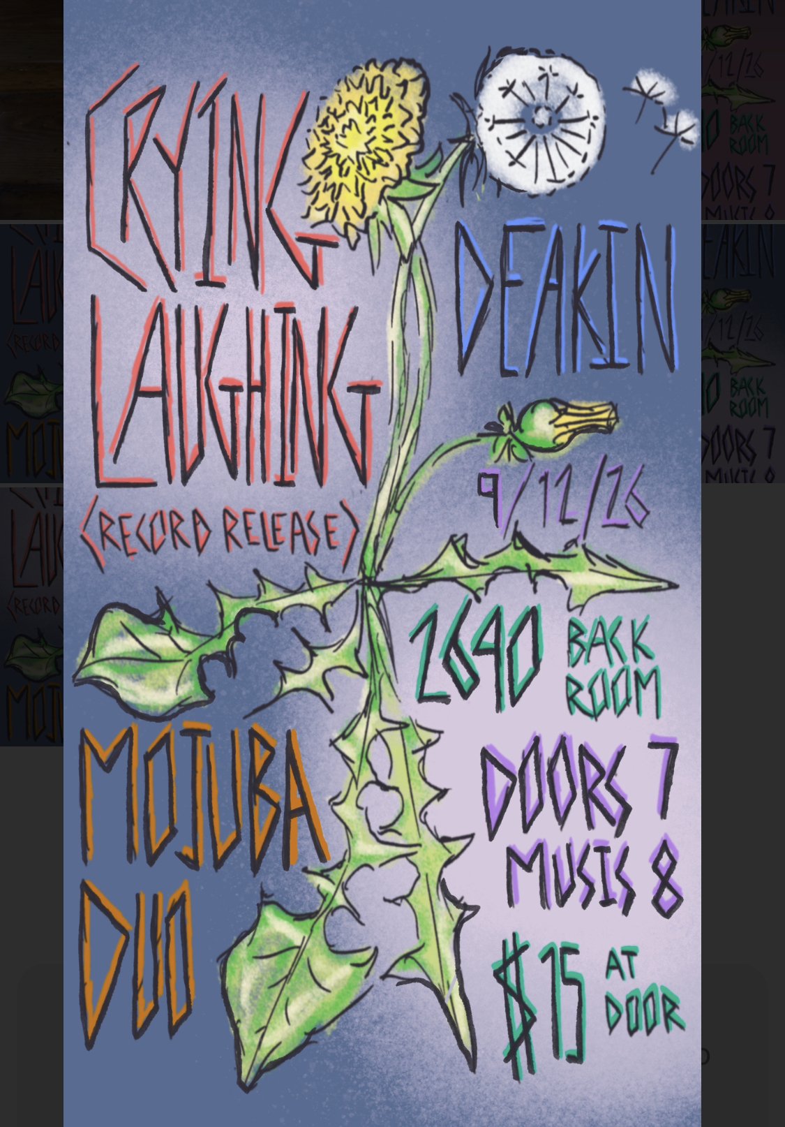 Crying Lauging record release show w/ Deakin and Mojuba Duo