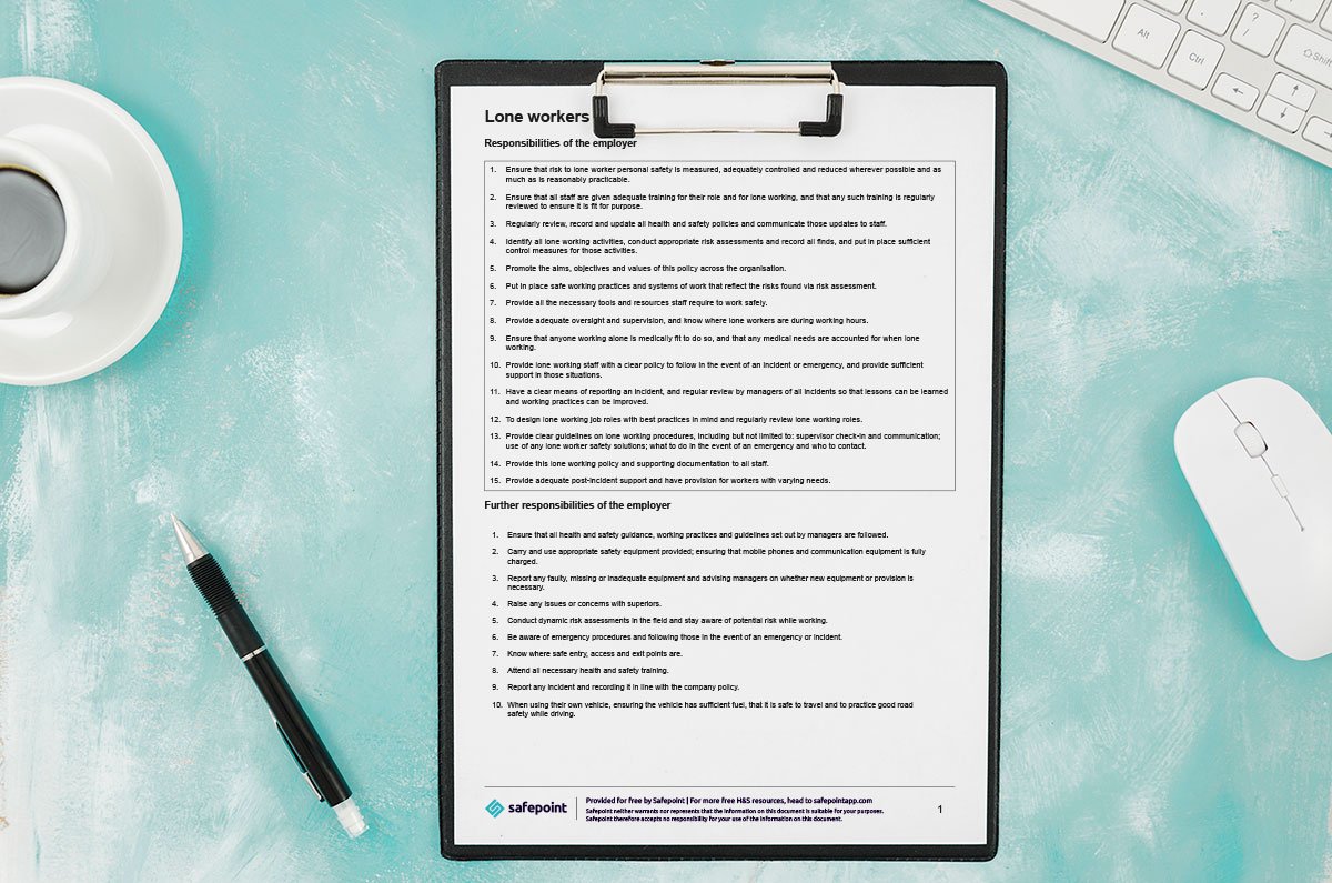 FREE lone working policy template Safepoint Lone worker apps and FREE lone working policy template Safepoint Lone worker apps and