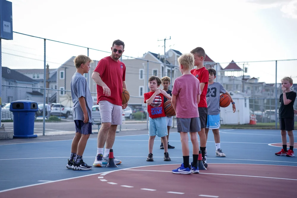 Ocean City basketball campers during live play