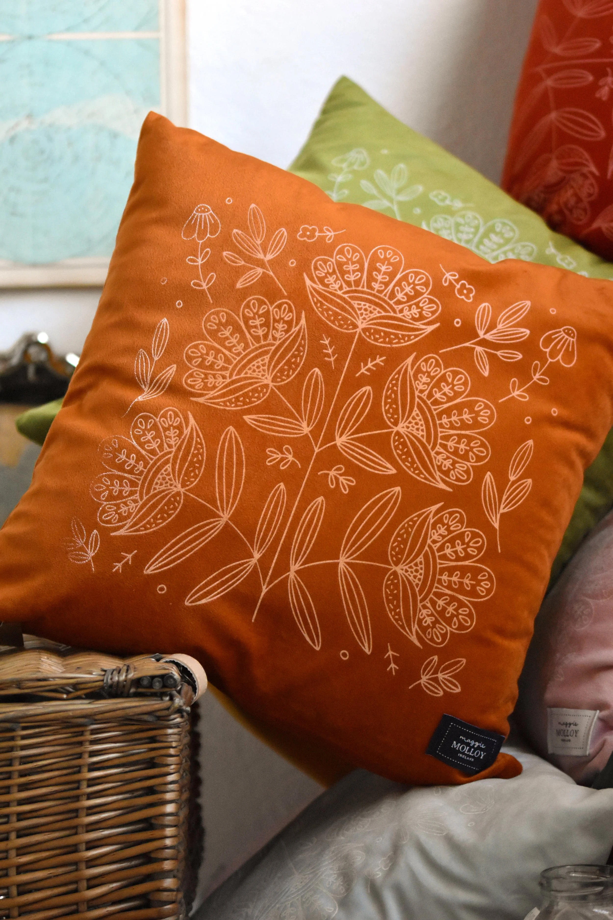 Chestnut Hand Printed Cushion Cover