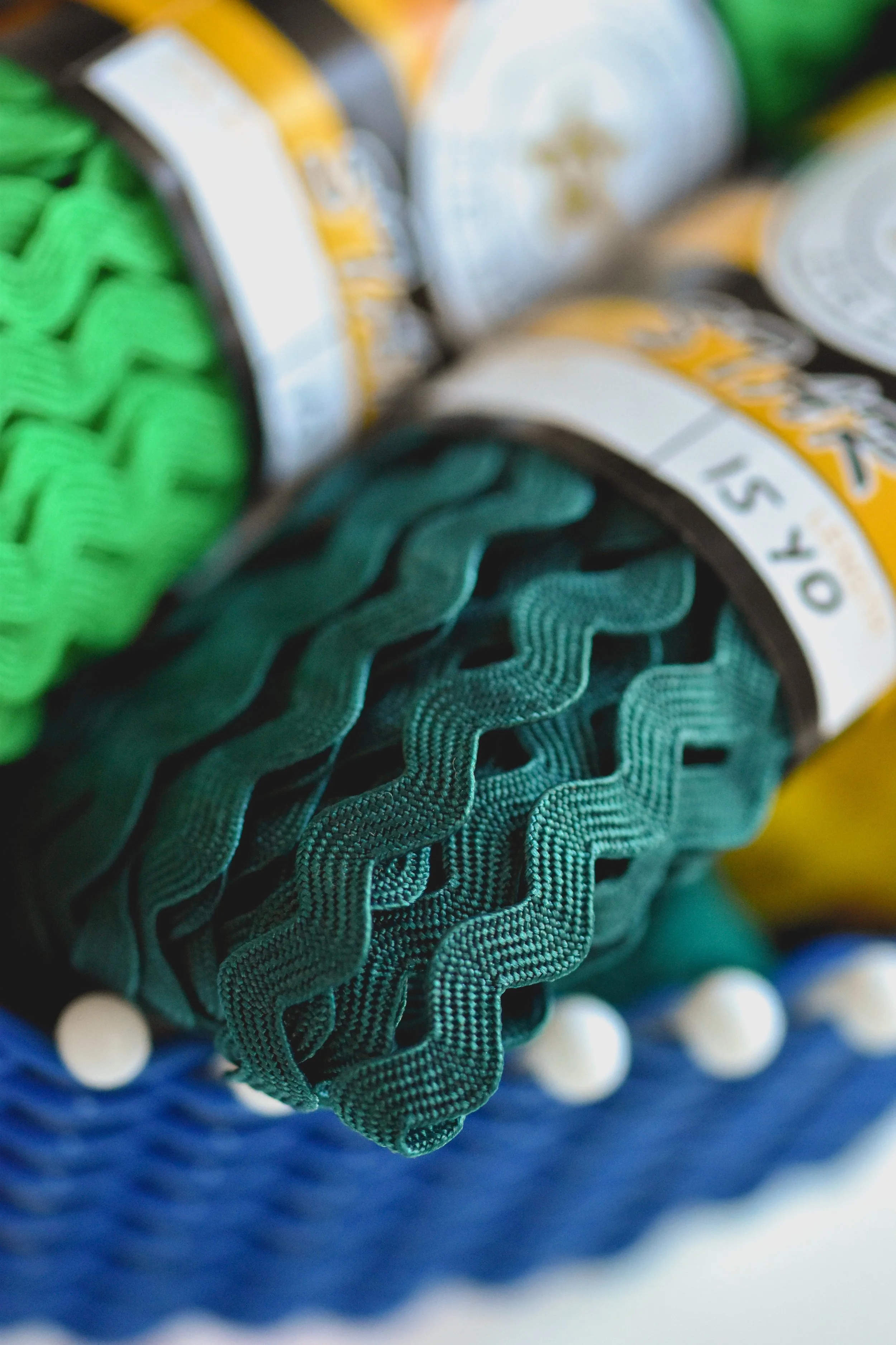 Dark Green Ric Rac Trim