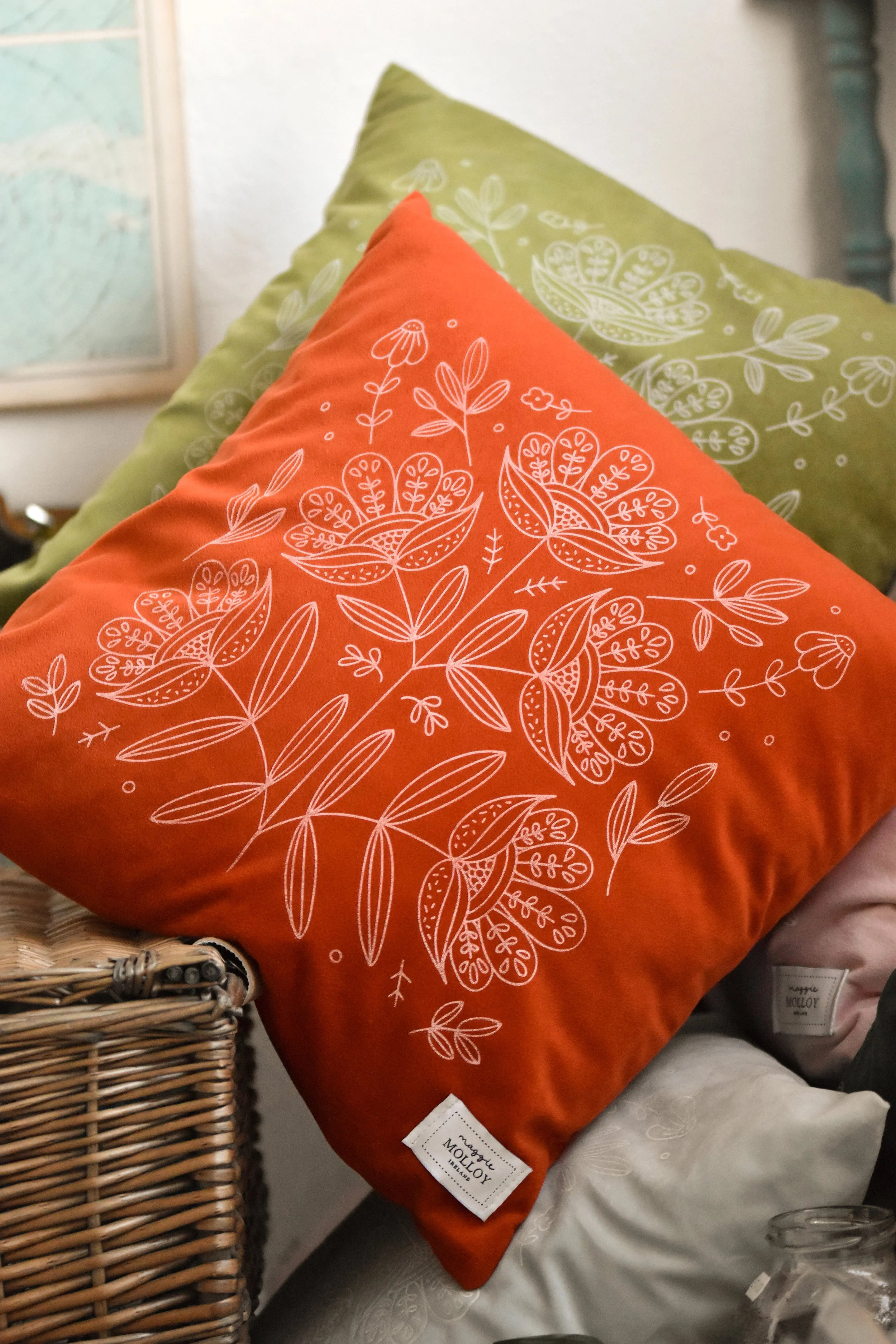 Rust Hand Printed Cushion Cover