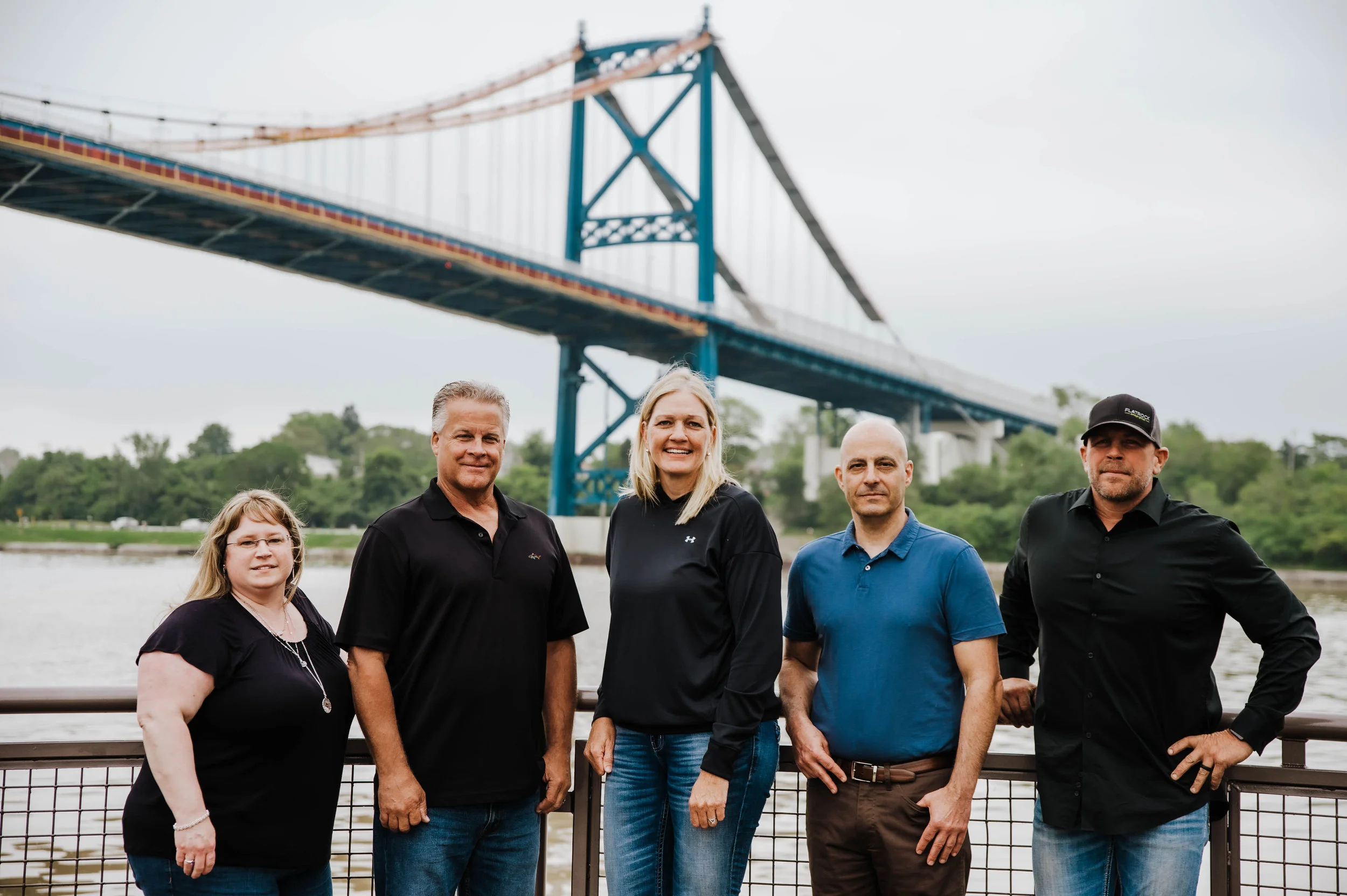 From Left to Right: Lori Siler , Office Manager; Jim Starr , Bridge Operations Manager/Estimator; Leslie Meyer , President/CEO;; Paul Dymarkowski , Vice President/CFO; Ben Meyer , Field Superintendent