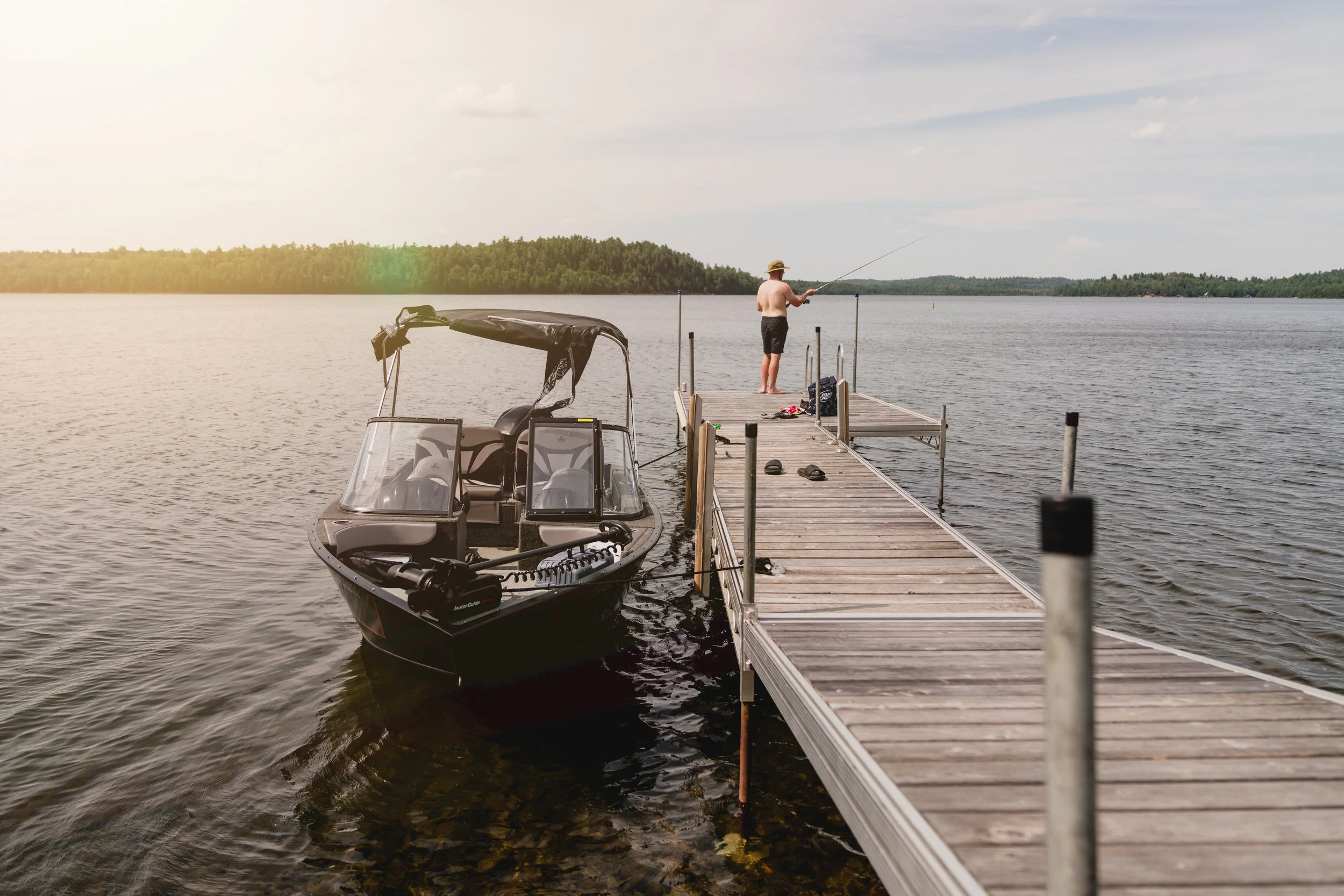 Early on the first morning, we saw my dad catch a large pike right off the dock of the cottage. Will is here trying to recreate the catch or get something bigger. He probably cast his line out over 400 times. He didn't catch anything.