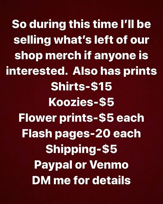 During this time, we will be selling some merch, gift certificates, as well as prints of anyone is interested please send us a dm or you can email us at lltattookc@Gmail.com