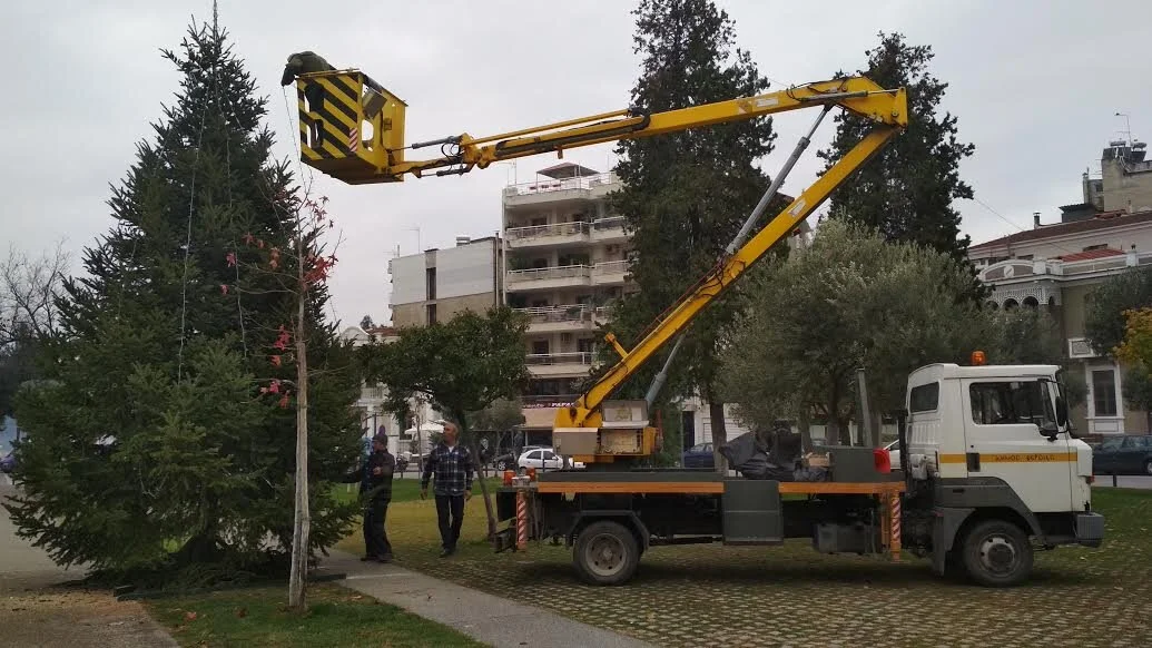 Ήλθε το χριστουγεννιάτικο δέντρο στην πλατεία Εληάς! Ξεκίνησε το 'χωριό' στην πλατεία Δημαρχείου