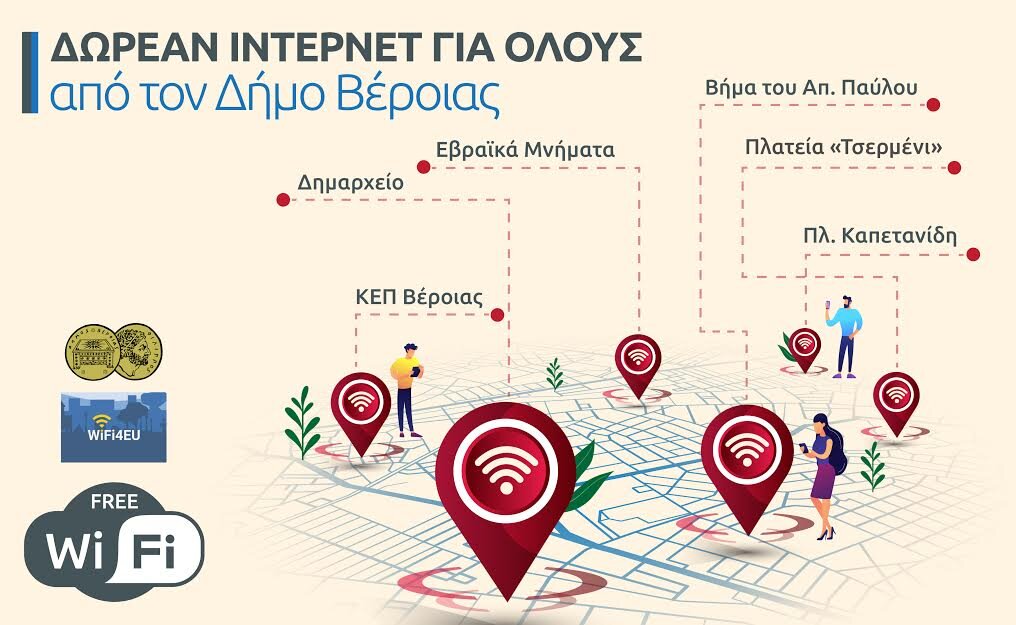 Δίκτυο δωρεάν Wi-Fi σε πέντε σημεία ενδιαφέροντος