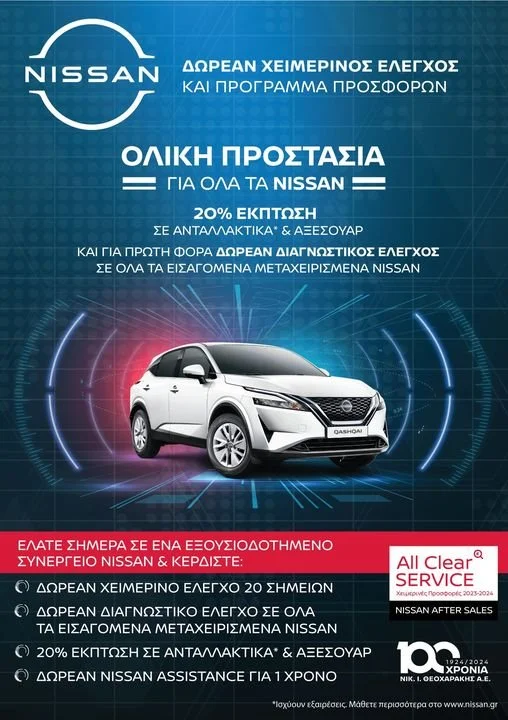 Nissan-Τζουβάρας. Αυτόν τον χειμώνα η Nissan After Sales Service προσφέρει Autoholix