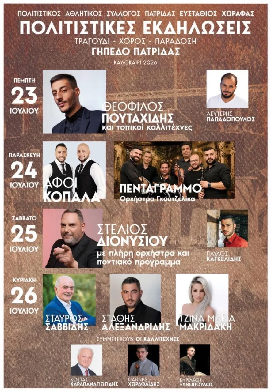 ‘Ευστάθιος Χωραφάς’. 23-26 Ιουλίου οι εκδηλώσεις στην Πατρίδα