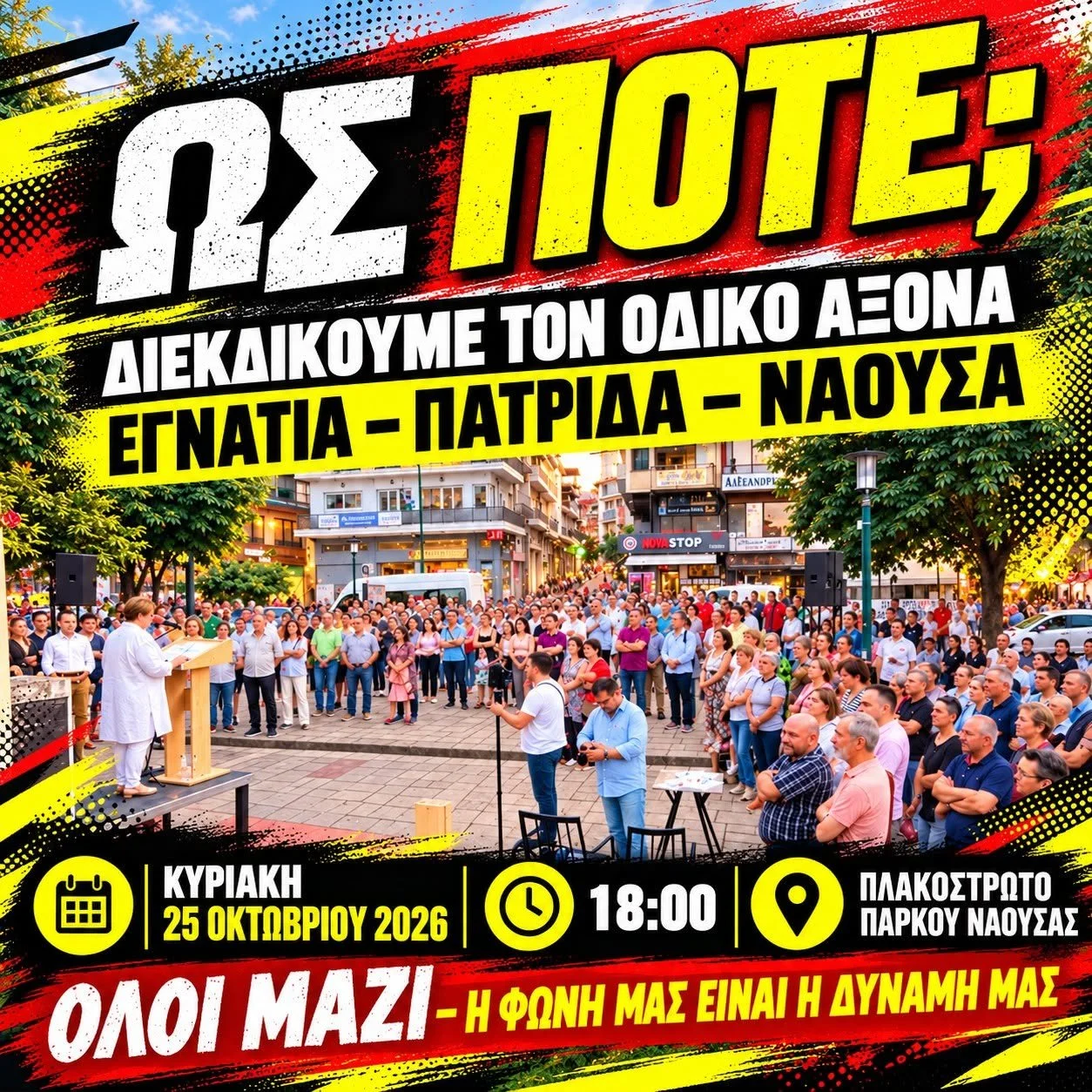 Νάουσα. Στις 6 το συλλαλητήριο για τυ σύνδεση με την Εγνατία