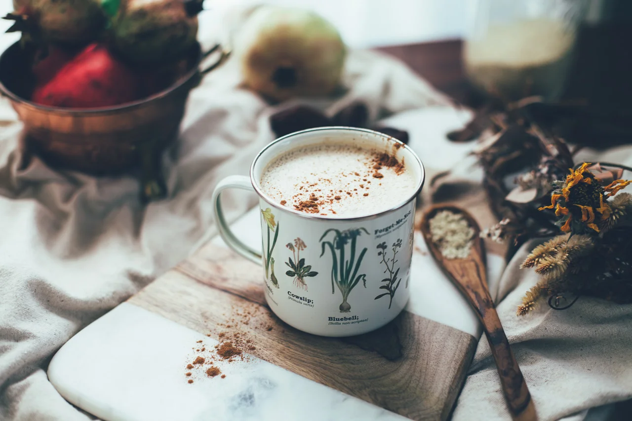 Date-Sweetened Vegan Chai Latte with Tahini