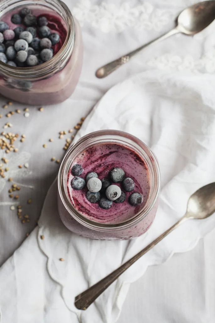 Blueberry Maple Swirl Buckwheat Pudding (Gluten Free, Vegan)