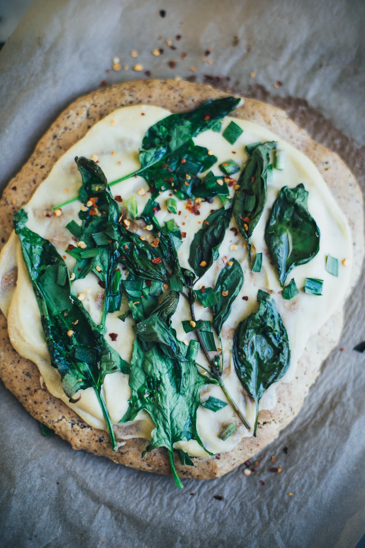 One-Bowl Grain Free Focaccia + a Garlic Cashew White Pizza with Basil and Spinach