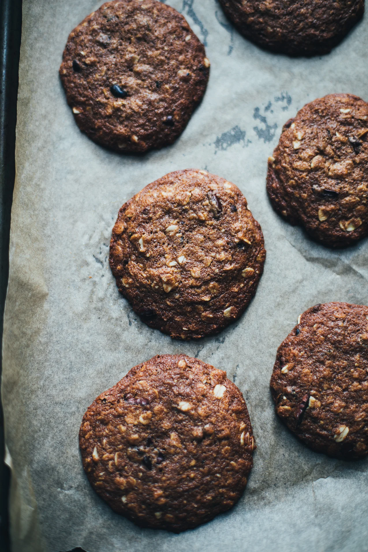 Teff Oatmeal Raisin Cookies with Cacao Nibs (Gluten Free, Dairy Free)