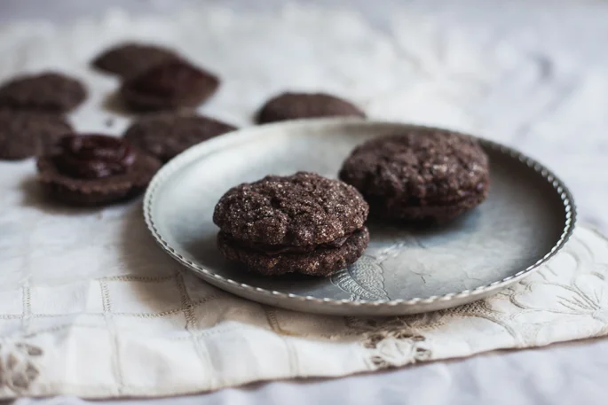 Double Chocolate Olive Oil Sea Salt Sandwich Cookies (Vegan, Gluten Free)