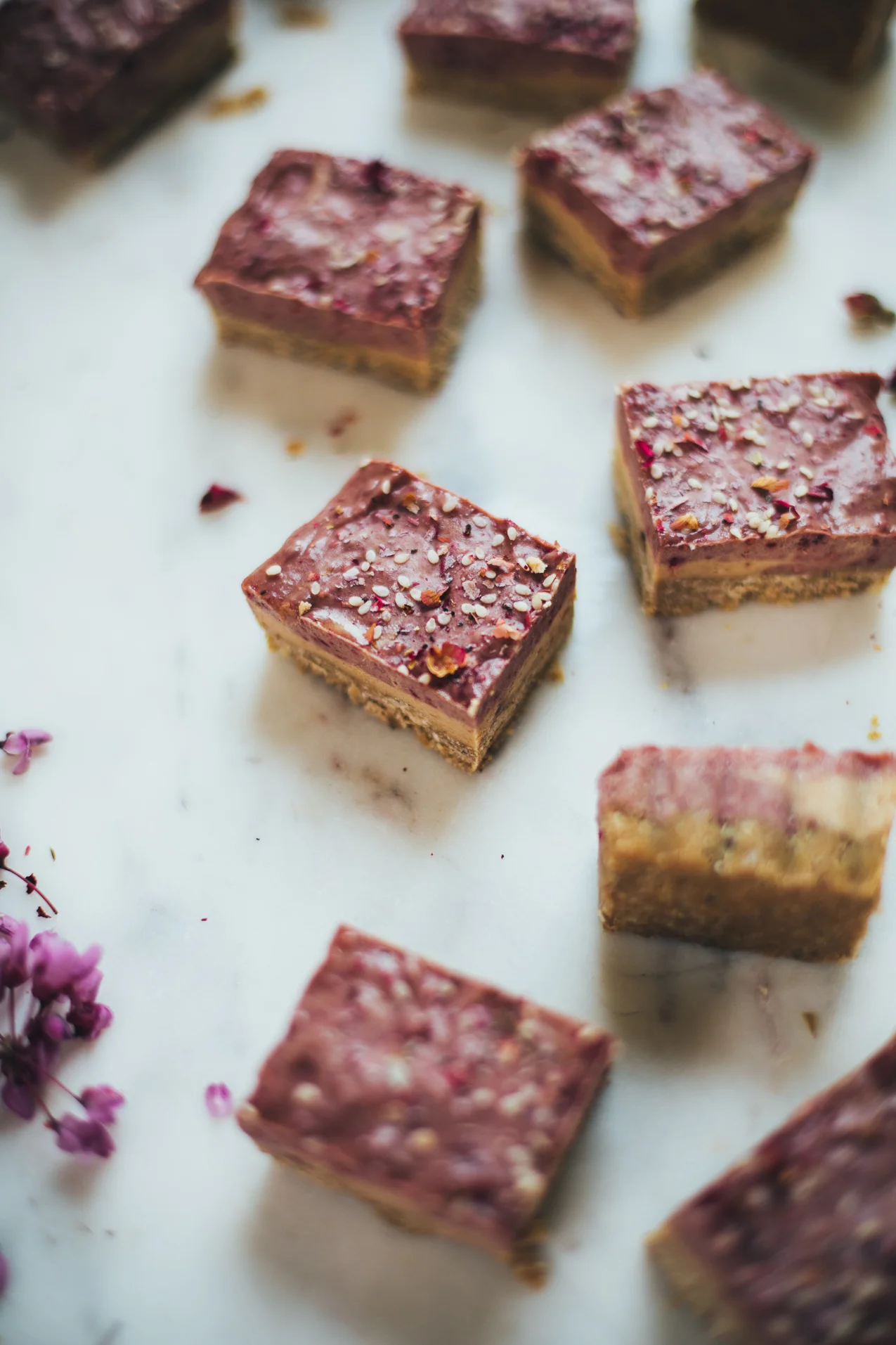 Almost Raw Vegan Raspberry Cheesecake Bars