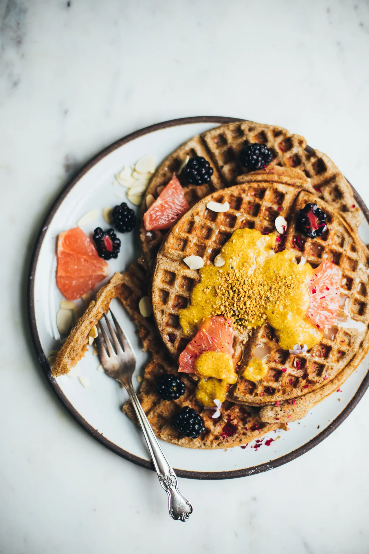 Teff Waffles with Raw Chia Marmalade (Gluten Free, Dairy Free)