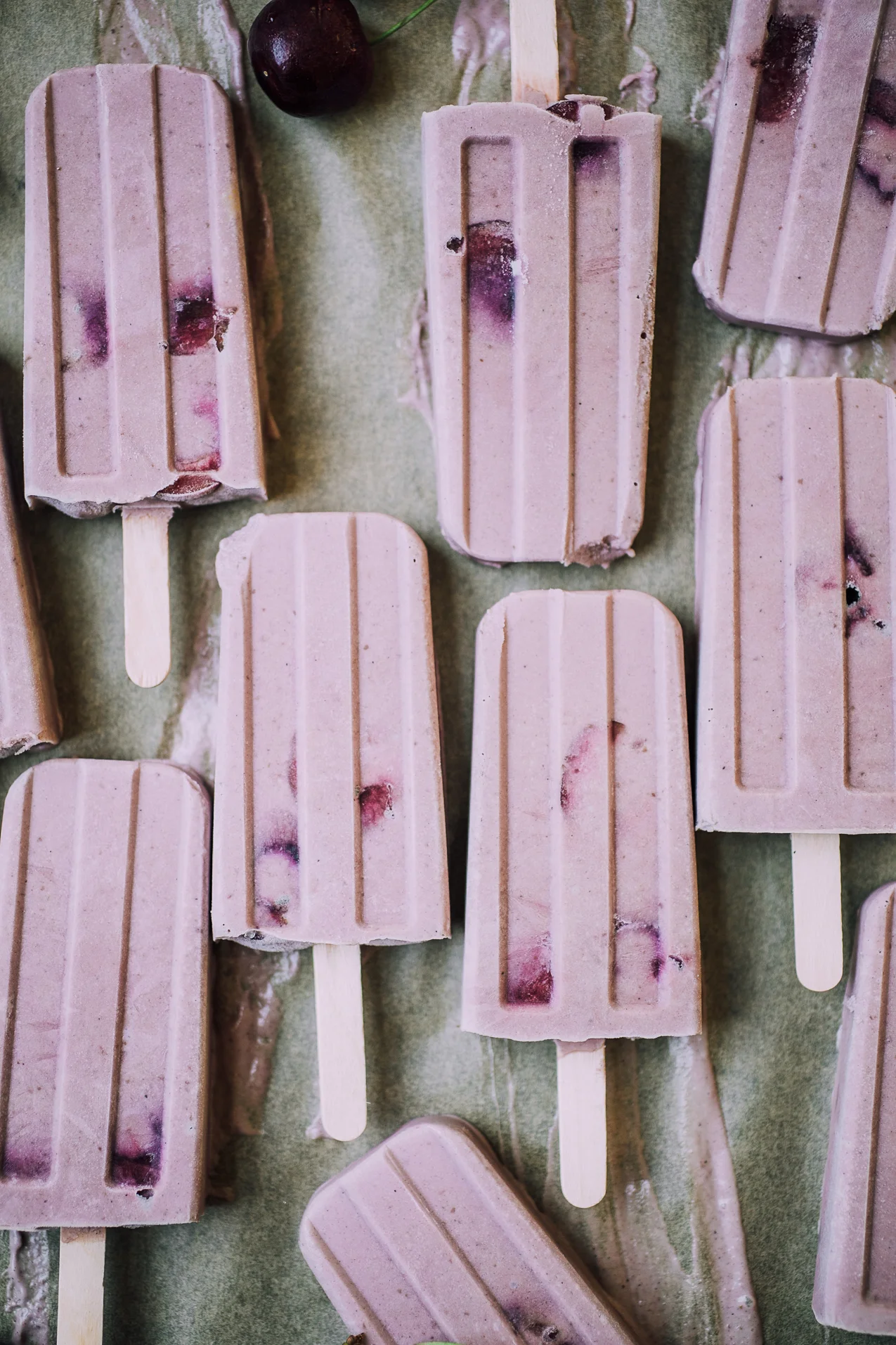 Vegan Cherry Almond Ice Cream Pops