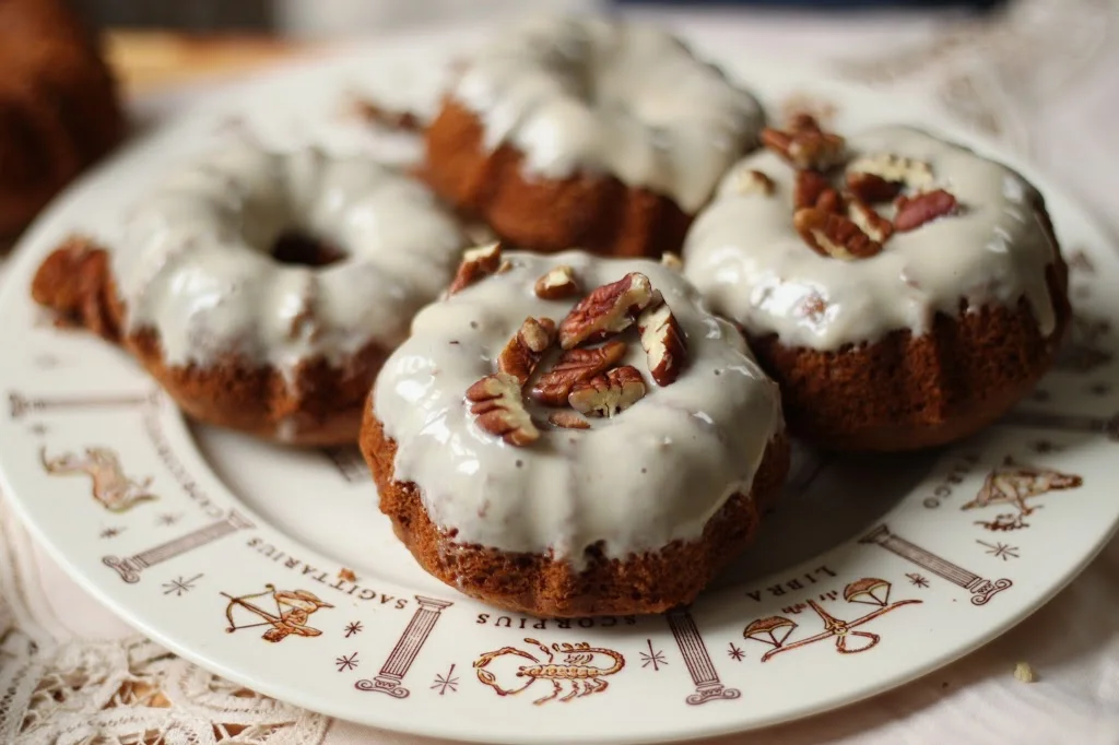 Vanilla Pecan Doughnuts (Dairy Free, Refined Sugar Free)