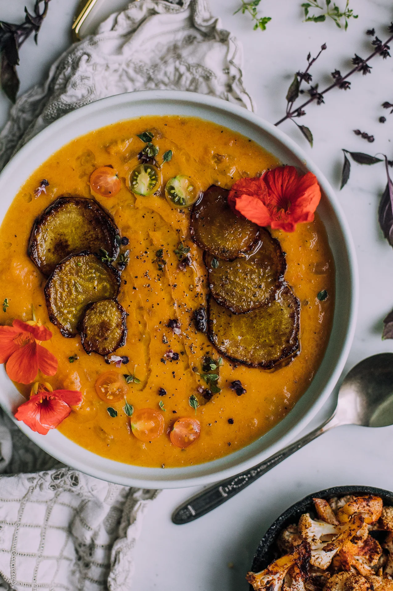 Roasted Butternut Squash and Golden Beet Soup with Coconut Milk (Vegan)