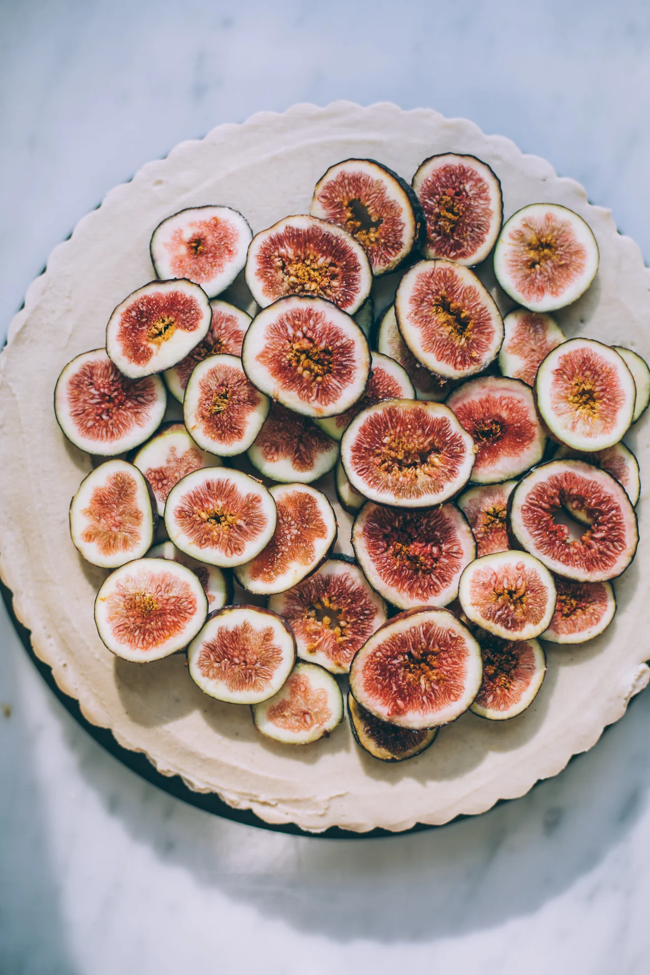 Raw-ish Fig Ginger Cashew Cream Tart with Salted Maple Caramel Sauce