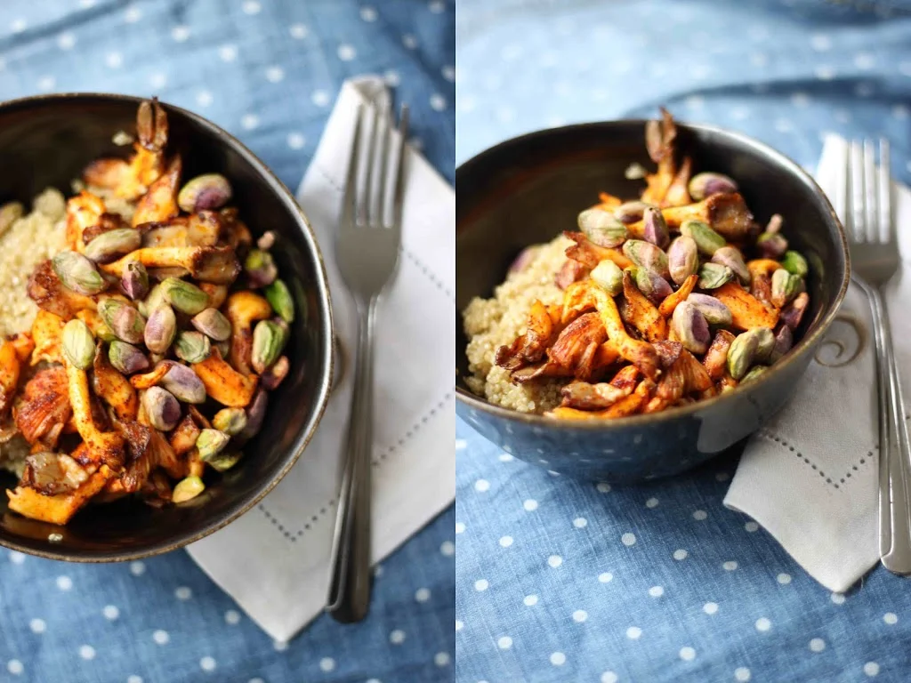 Mushroom Quinoa Grain Bowl with Pistachios