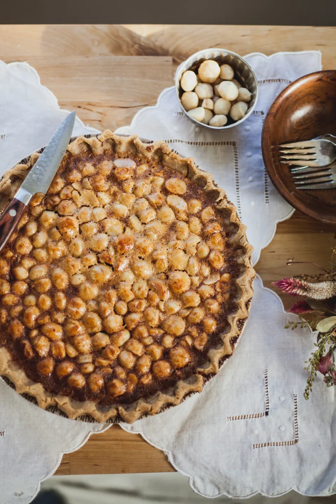 Honey-Maple Macadamia Pie (Gluten Free, Dairy Free)