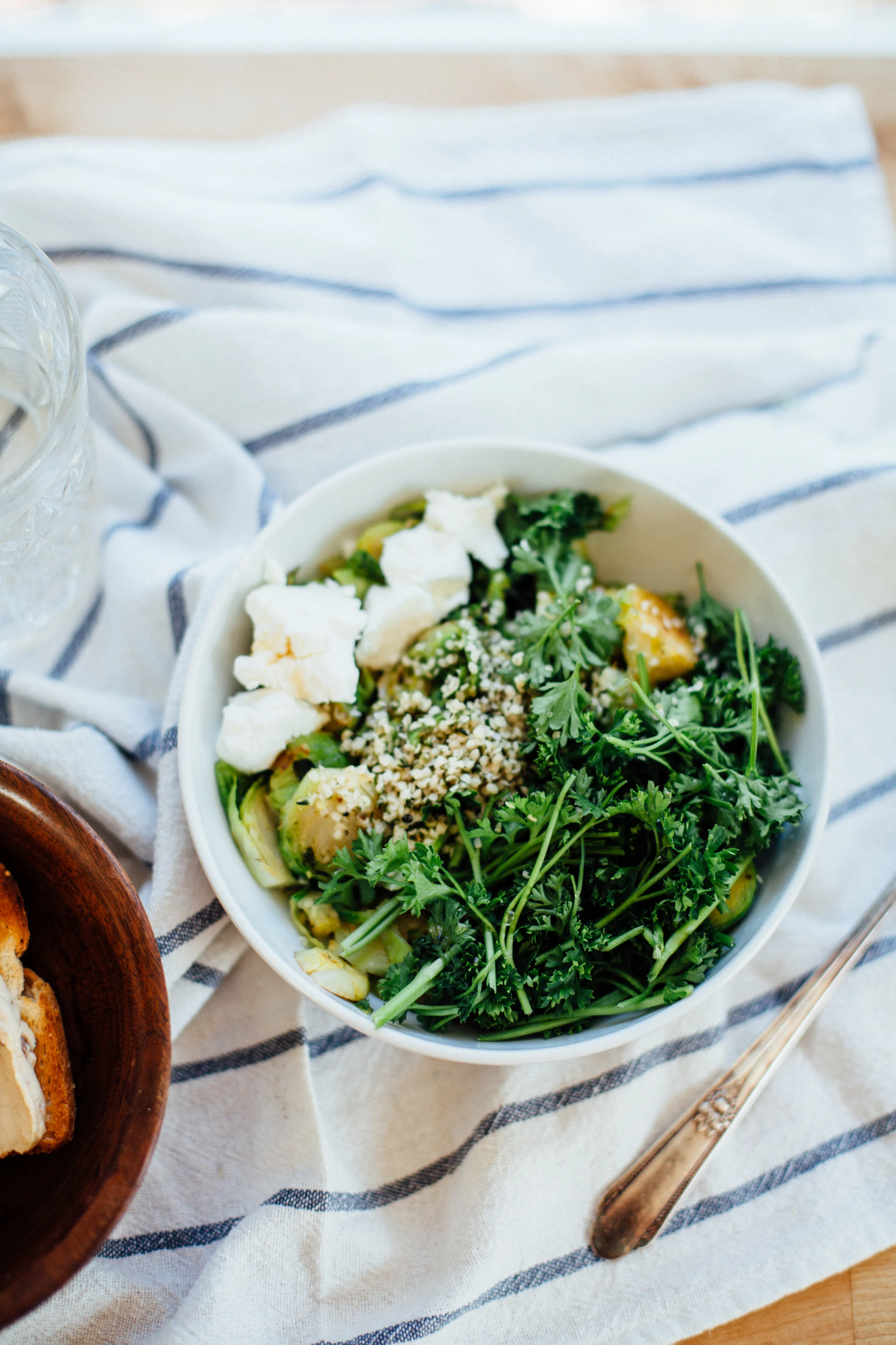 Winter Green Goodness Bowl with Brussels Sprouts & Chèvre