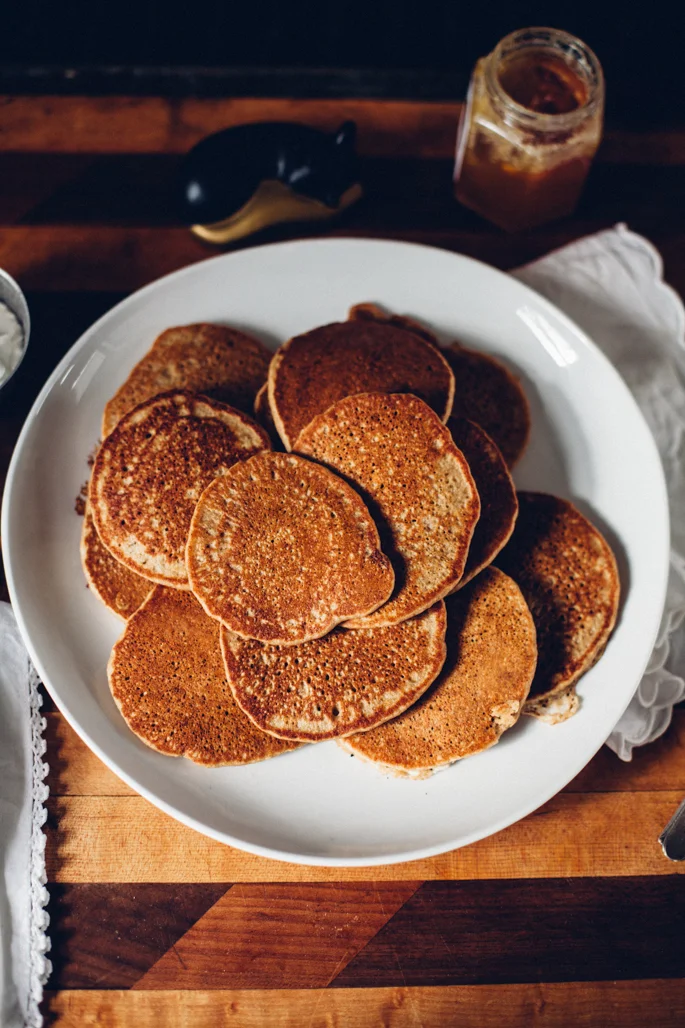 Fluffy Oat & Apple Cider Pancakes with Whipped Coconut Cream (Gluten Free)