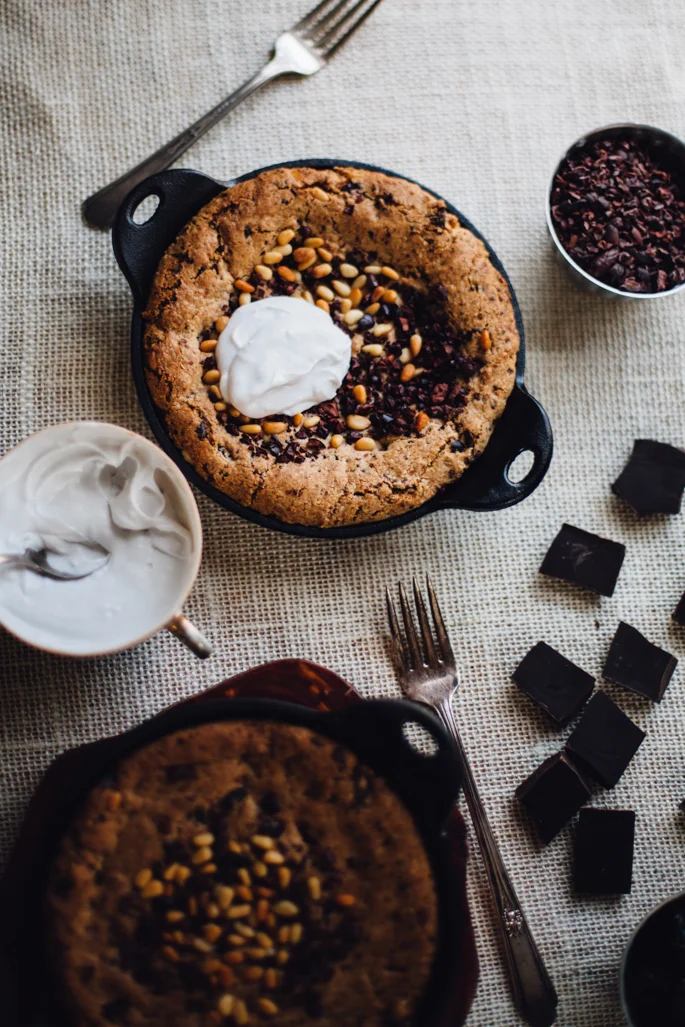 Cherry Chocolate & Pine Nut Cookie Cake (Vegan, Grain Free, Gluten Free)