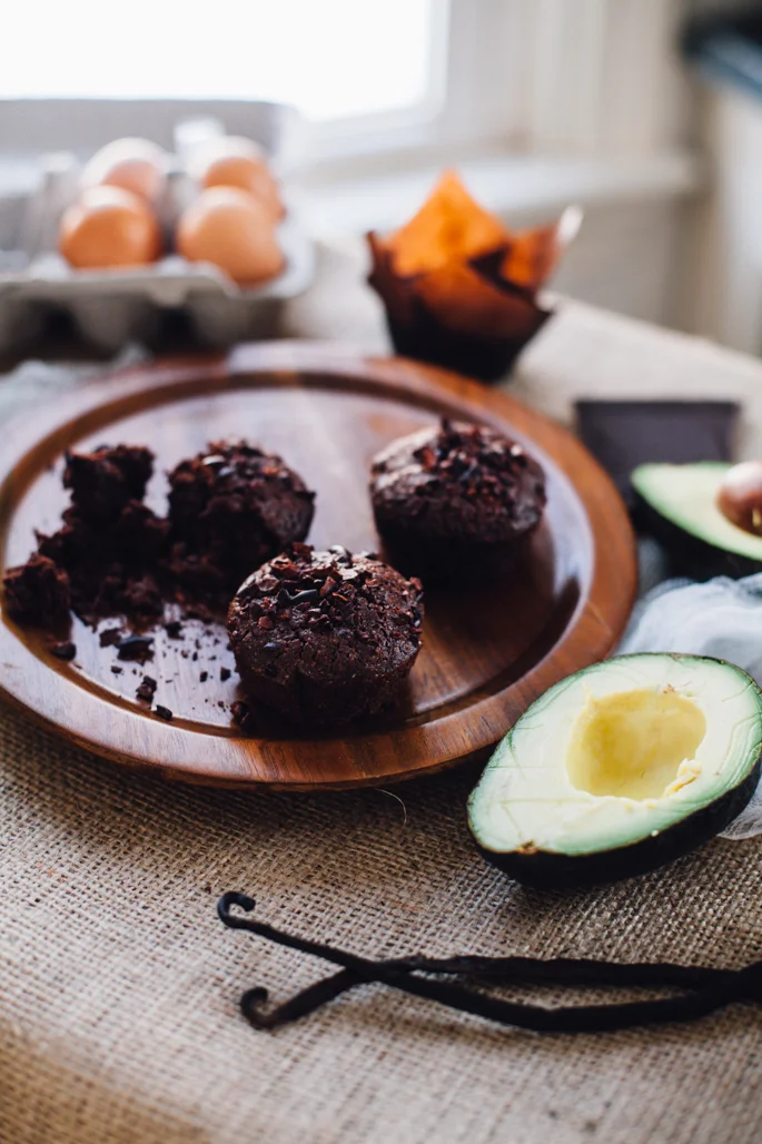 Mini Avocado Brownies w/ Cacao Nibs (Gluten Free)