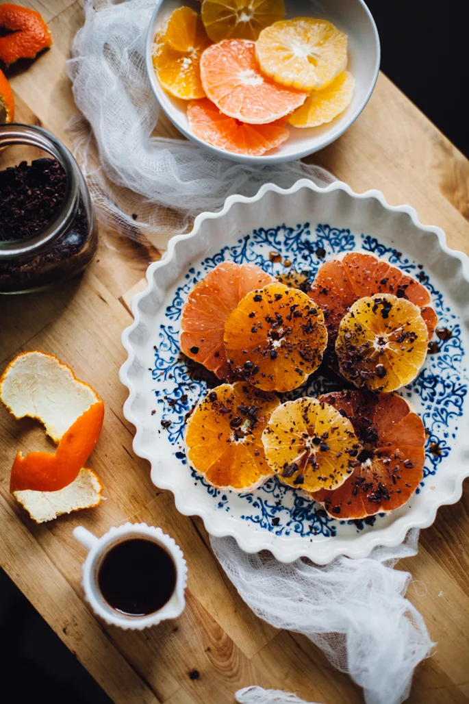 Cinnamon Cayenne Citrus Salad w/ Cacao Nibs