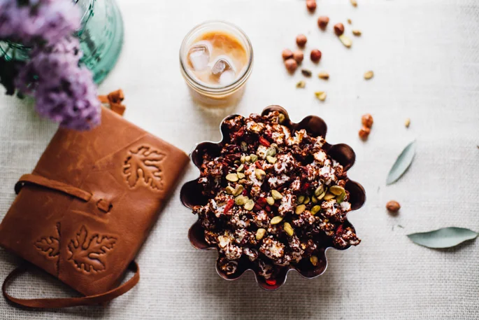 Super Food Goji Hemp Chocolate Snack Popcorn (Vegan, Gluten Free)