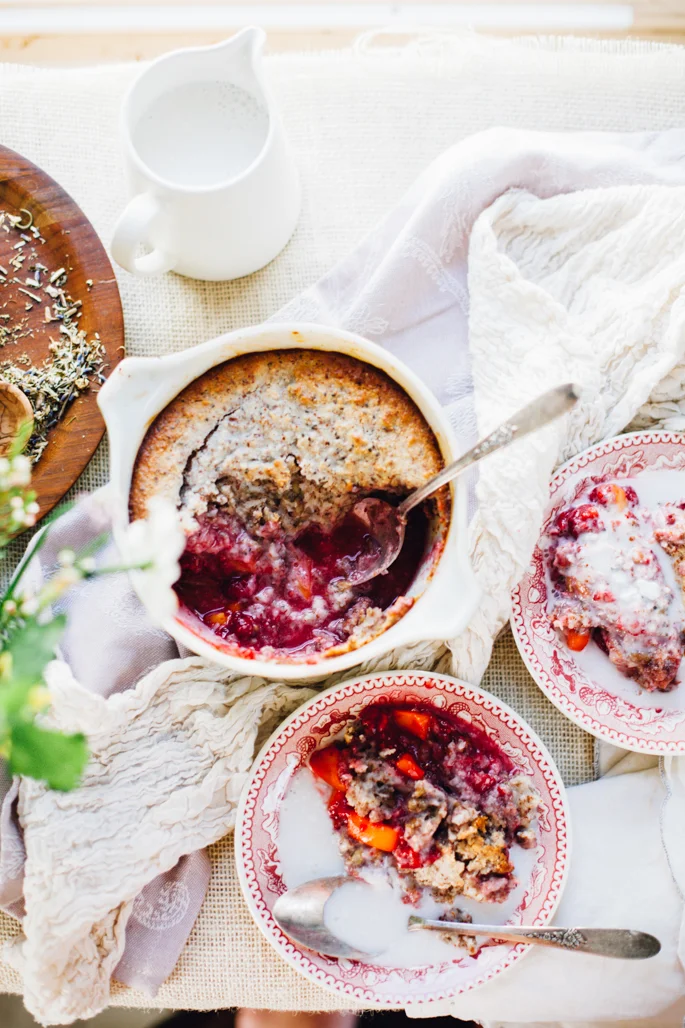 Raspberry Mango Breakfast Cobbler (Paleo, Grain Free, Vegan Option)