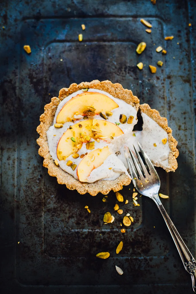 Nectarine Pistachio Coconut Yogurt Tarts (Vegan, Gluten Free)