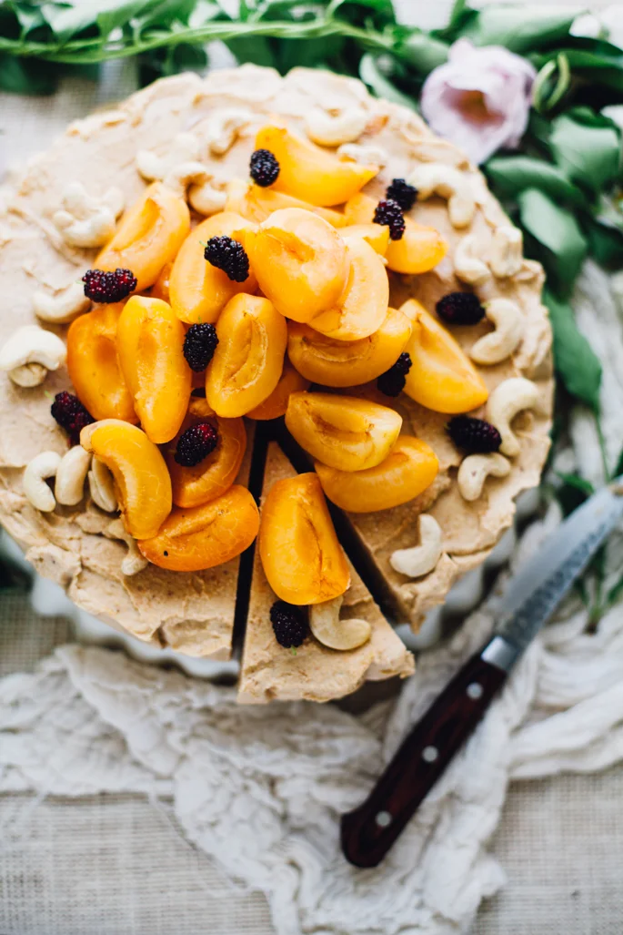 Almost Raw Apricot Bourbon Cheesecake (GF + V)