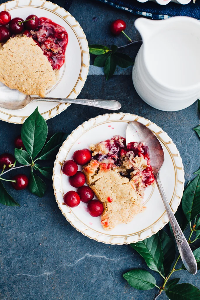 Sour Cherry Spoon Cake (Vegan, Gluten Free)