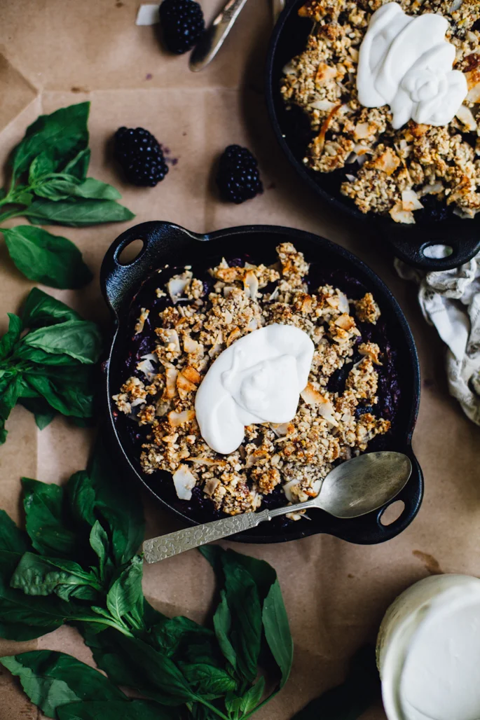 Date-Sweetened Blackberry Basil Crumble