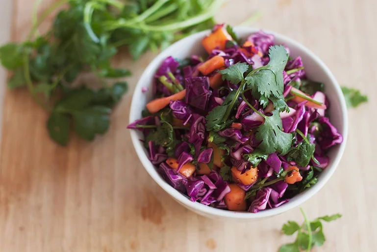 Purple Cabbage and Mango Chipotle Slaw