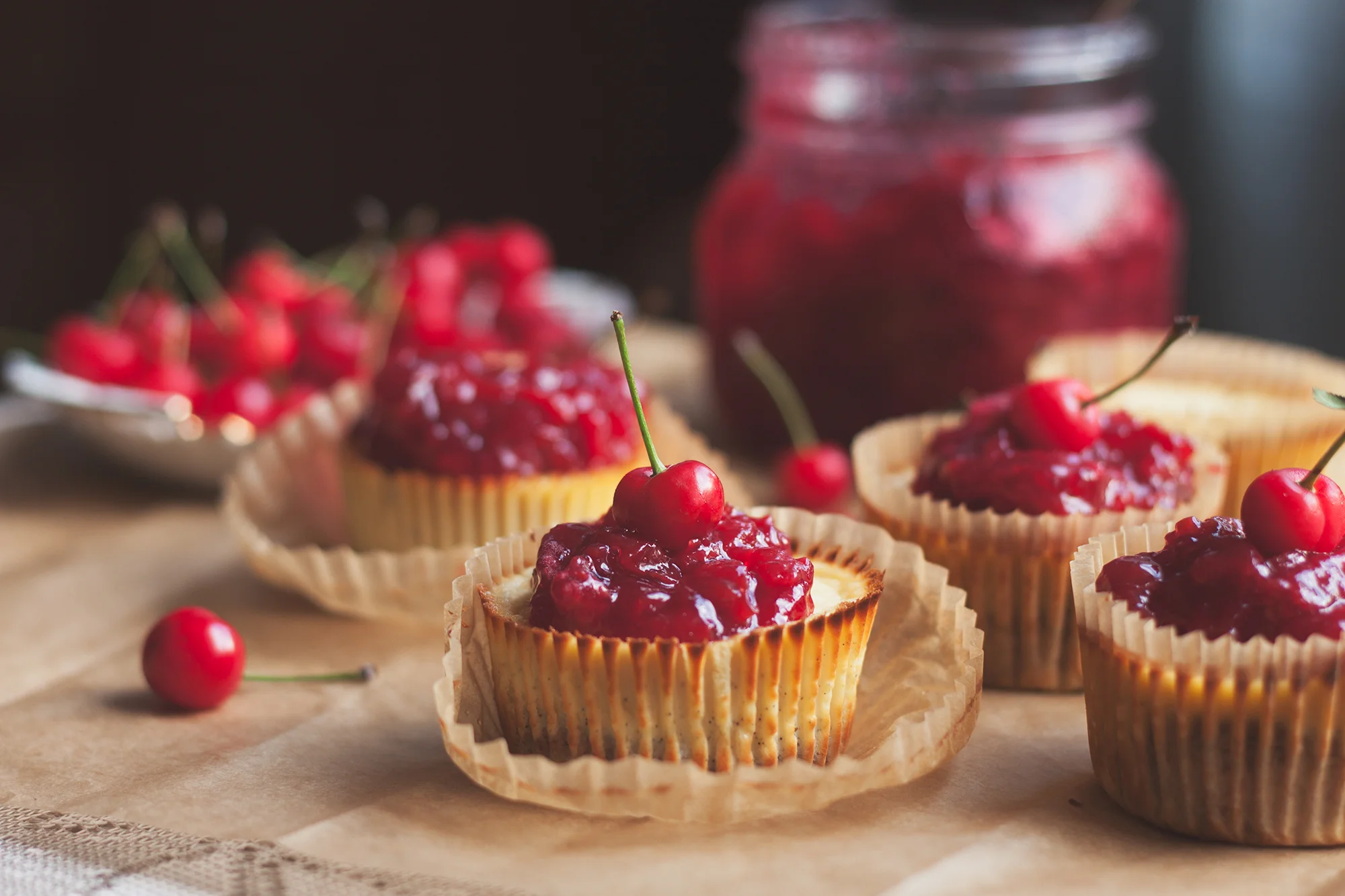 Mini Cherry Vanilla Kefir Custards w/ Oat Almond Crust (Gluten Free)