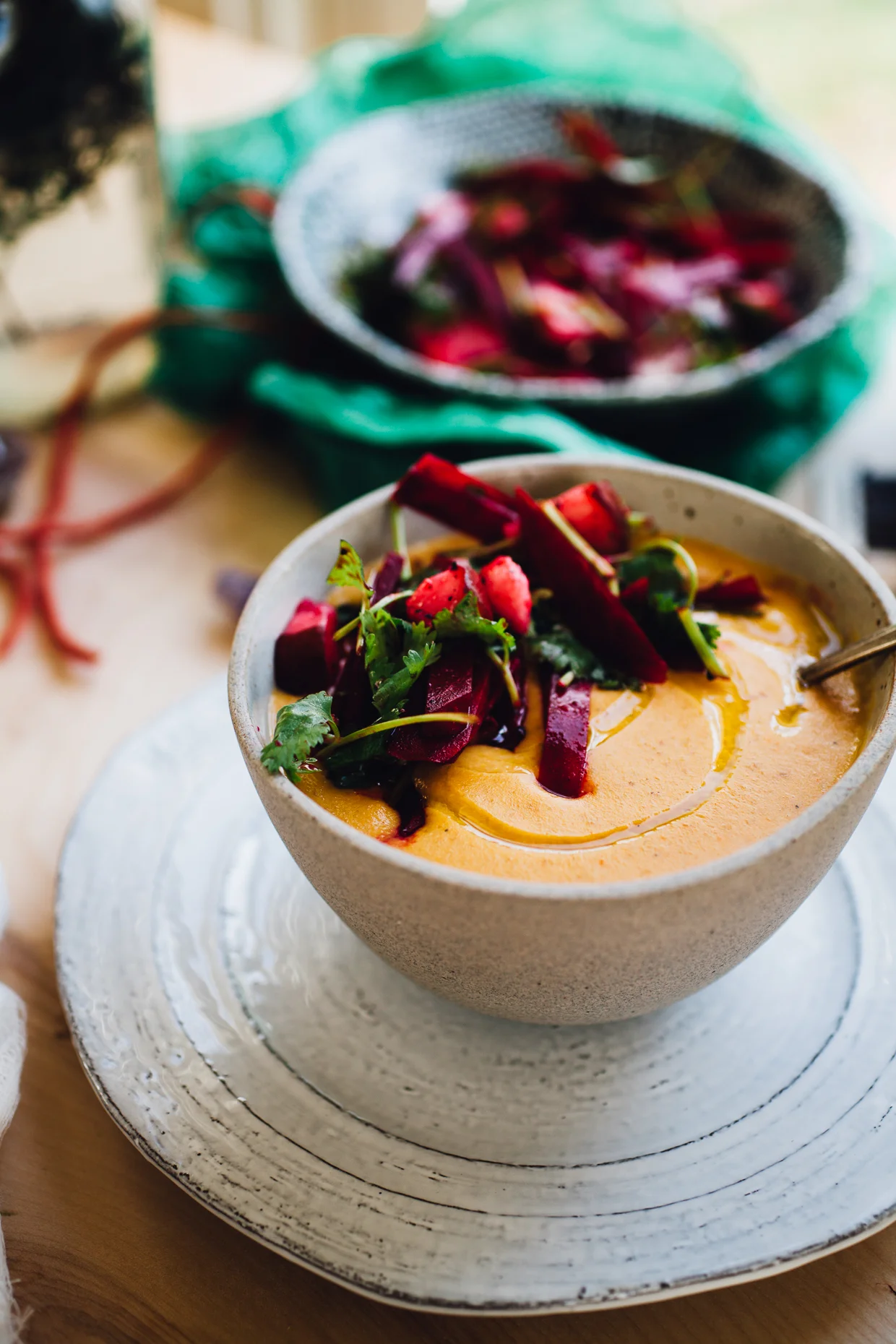 Sweet Potato Coconut Milk Soup & Bright Beet Apple Salad