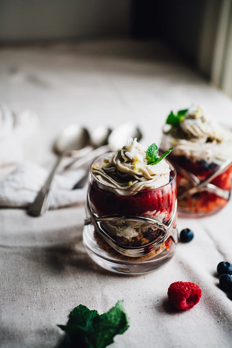 Almost Raw Vegan Cheesecake Cups With Berry Chia Jam Will Frolic For Food